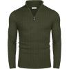 COOFANDY Men’s Quarter Zip Sweater Slim Fit Casual Knitted Turtleneck Pullover Mock Neck Polo Sweater(Dark Army Green)