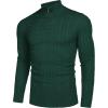 COOFANDY Men’s Quarter Zip Sweater Slim Fit Casual Knitted Turtleneck Pullover Mock Neck Polo Sweater(Dark Green)