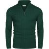 COOFANDY Men’s Quarter Zip Sweater Slim Fit Casual Knitted Turtleneck Pullover Mock Neck Polo Sweater(Dark Green)