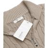 COOFANDY Men’s Quarter Zip Sweater Slim Fit Casual Knitted Turtleneck Pullover Mock Neck Polo Sweater(Khaki)
