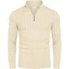 COOFANDY Men’s Quarter Zip Sweater Slim Fit Casual Knitted Turtleneck Pullover Mock Neck Polo Sweater(Light Khaki)