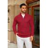 COOFANDY Men’s Quarter Zip Sweater Slim Fit Casual Knitted Turtleneck Pullover Mock Neck Polo Sweater(Red)