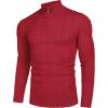 COOFANDY Men’s Quarter Zip Sweater Slim Fit Casual Knitted Turtleneck Pullover Mock Neck Polo Sweater(Red)