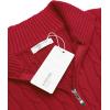 COOFANDY Men’s Quarter Zip Sweater Slim Fit Casual Knitted Turtleneck Pullover Mock Neck Polo Sweater(Red)