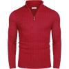 COOFANDY Men’s Quarter Zip Sweater Slim Fit Casual Knitted Turtleneck Pullover Mock Neck Polo Sweater(Red)