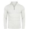 COOFANDY Men’s Quarter Zip Sweater Slim Fit Casual Knitted Turtleneck Pullover Mock Neck Polo Sweater(White)