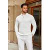COOFANDY Men’s Quarter Zip Sweater Slim Fit Casual Knitted Turtleneck Pullover Mock Neck Polo Sweater(White)