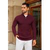 COOFANDY Men’s Quarter Zip Sweater Slim Fit Casual Knitted Turtleneck Pullover Mock Neck Polo Sweater(Wine Red)