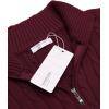 COOFANDY Men’s Quarter Zip Sweater Slim Fit Casual Knitted Turtleneck Pullover Mock Neck Polo Sweater(Wine Red)