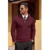 COOFANDY Men’s Quarter Zip Sweaters Slim Fit Lightweight Cotton Knitted Casual Mock Neck Pullover Sweaters(1-wine Red)