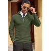 COOFANDY Men’s Quarter Zip Sweaters Slim Fit Lightweight Cotton Knitted Casual Mock Neck Pullover Sweaters(Army Green)