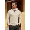 COOFANDY Men’s Quarter Zip Sweaters Slim Fit Lightweight Cotton Knitted Casual Mock Neck Pullover Sweaters(Beige)
