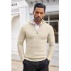 COOFANDY Men’s Quarter Zip Sweaters Slim Fit Lightweight Cotton Knitted Casual Mock Neck Pullover Sweaters(Beige)