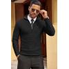 COOFANDY Men’s Quarter Zip Sweaters Slim Fit Lightweight Cotton Knitted Casual Mock Neck Pullover Sweaters(Black)