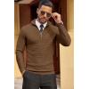 COOFANDY Men’s Quarter Zip Sweaters Slim Fit Lightweight Cotton Knitted Casual Mock Neck Pullover Sweaters(Brown)
