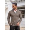 COOFANDY Men’s Quarter Zip Sweaters Slim Fit Lightweight Cotton Knitted Casual Mock Neck Pullover Sweaters(Camel)