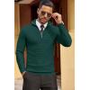 COOFANDY Men’s Quarter Zip Sweaters Slim Fit Lightweight Cotton Knitted Casual Mock Neck Pullover Sweaters(Dark Green)
