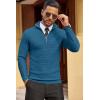 COOFANDY Men’s Quarter Zip Sweaters Slim Fit Lightweight Cotton Knitted Casual Mock Neck Pullover Sweaters(Peacock Blue)