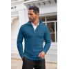 COOFANDY Men’s Quarter Zip Sweaters Slim Fit Lightweight Cotton Knitted Casual Mock Neck Pullover Sweaters(Peacock Blue)