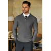 COOFANDY Men’s Quarter Zip Sweaters Slim Fit Lightweight Knitted Mock Neck Pullover Casual Polo Sweaters(Dark Grey)
