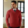 COOFANDY Men’s Quarter Zip Sweaters Slim Fit Lightweight Knitted Mock Neck Pullover Casual Polo Sweaters(Deep Red)