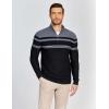 COOFANDY Men’s Quarter Zip Sweaters Slim Fit Lightweight Knitted Mock Neck Pullover Casual Polo Sweaters(Gray Stripes/Black Background)