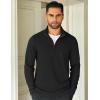 COOFANDY Men’s Quarter Zip Up Pullover Lightweight Mock Neck Sweatshirt Casual Long Sleeve Polo Shirt(01-black)