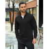 COOFANDY Men’s Quarter Zip Up Pullover Lightweight Mock Neck Sweatshirt Casual Long Sleeve Polo Shirt(01-black)
