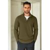 COOFANDY Men’s Quarter Zip Up Pullover Lightweight Mock Neck Sweatshirt Casual Long Sleeve Polo Shirt(Army Green)