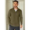 COOFANDY Men’s Quarter Zip Up Pullover Lightweight Mock Neck Sweatshirt Casual Long Sleeve Polo Shirt(Army Green)