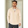 COOFANDY Men’s Quarter Zip Up Pullover Lightweight Mock Neck Sweatshirt Casual Long Sleeve Polo Shirt(Beige)