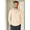 COOFANDY Men’s Quarter Zip Up Pullover Lightweight Mock Neck Sweatshirt Casual Long Sleeve Polo Shirt(Beige)