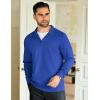 COOFANDY Men’s Quarter Zip Up Pullover Lightweight Mock Neck Sweatshirt Casual Long Sleeve Polo Shirt(Blue)