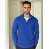 COOFANDY Men’s Quarter Zip Up Pullover Lightweight Mock Neck Sweatshirt Casual Long Sleeve Polo Shirt(Blue)