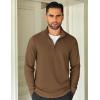 COOFANDY Men’s Quarter Zip Up Pullover Lightweight Mock Neck Sweatshirt Casual Long Sleeve Polo Shirt(Brown)