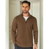 COOFANDY Men’s Quarter Zip Up Pullover Lightweight Mock Neck Sweatshirt Casual Long Sleeve Polo Shirt(Brown)