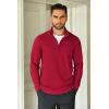 COOFANDY Men’s Quarter Zip Up Pullover Lightweight Mock Neck Sweatshirt Casual Long Sleeve Polo Shirt(Dark Red)
