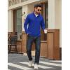 COOFANDY Men’s Quarter Zip Up Pullover Lightweight Mock Neck Sweatshirt Casual Long Sleeve Polo Shirt(Deep Blue)