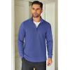 COOFANDY Men’s Quarter Zip Up Pullover Lightweight Mock Neck Sweatshirt Casual Long Sleeve Polo Shirt(Denim Blue)