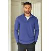 COOFANDY Men’s Quarter Zip Up Pullover Lightweight Mock Neck Sweatshirt Casual Long Sleeve Polo Shirt(Denim Blue)