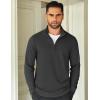 COOFANDY Men’s Quarter Zip Up Pullover Lightweight Mock Neck Sweatshirt Casual Long Sleeve Polo Shirt(Drak Grey)