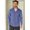 COOFANDY Men’s Quarter Zip Up Pullover Lightweight Mock Neck Sweatshirt Casual Long Sleeve Polo Shirt(Grey Blue)