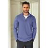COOFANDY Men’s Quarter Zip Up Pullover Lightweight Mock Neck Sweatshirt Casual Long Sleeve Polo Shirt(Grey Blue)