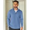 COOFANDY Men’s Quarter Zip Up Pullover Lightweight Mock Neck Sweatshirt Casual Long Sleeve Polo Shirt(Light Blue)