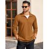 COOFANDY Men’s Quarter Zip Up Pullover Lightweight Mock Neck Sweatshirt Casual Long Sleeve Polo Shirt(Light Brown)