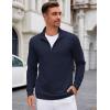 COOFANDY Men’s Quarter Zip Up Pullover Lightweight Mock Neck Sweatshirt Casual Long Sleeve Polo Shirt(Navy Blue)