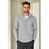 COOFANDY Men’s Quarter Zip Up Pullover Lightweight Mock Neck Sweatshirt Casual Long Sleeve Polo Shirt(Pale Grey)