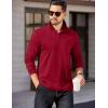 COOFANDY Men’s Quarter Zip Up Pullover Lightweight Mock Neck Sweatshirt Casual Long Sleeve Polo Shirt(Red)