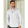 COOFANDY Men’s Quarter Zip Up Pullover Lightweight Mock Neck Sweatshirt Casual Long Sleeve Polo Shirt(White)