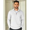 COOFANDY Men’s Quarter Zip Up Pullover Lightweight Mock Neck Sweatshirt Casual Long Sleeve Polo Shirt(White)